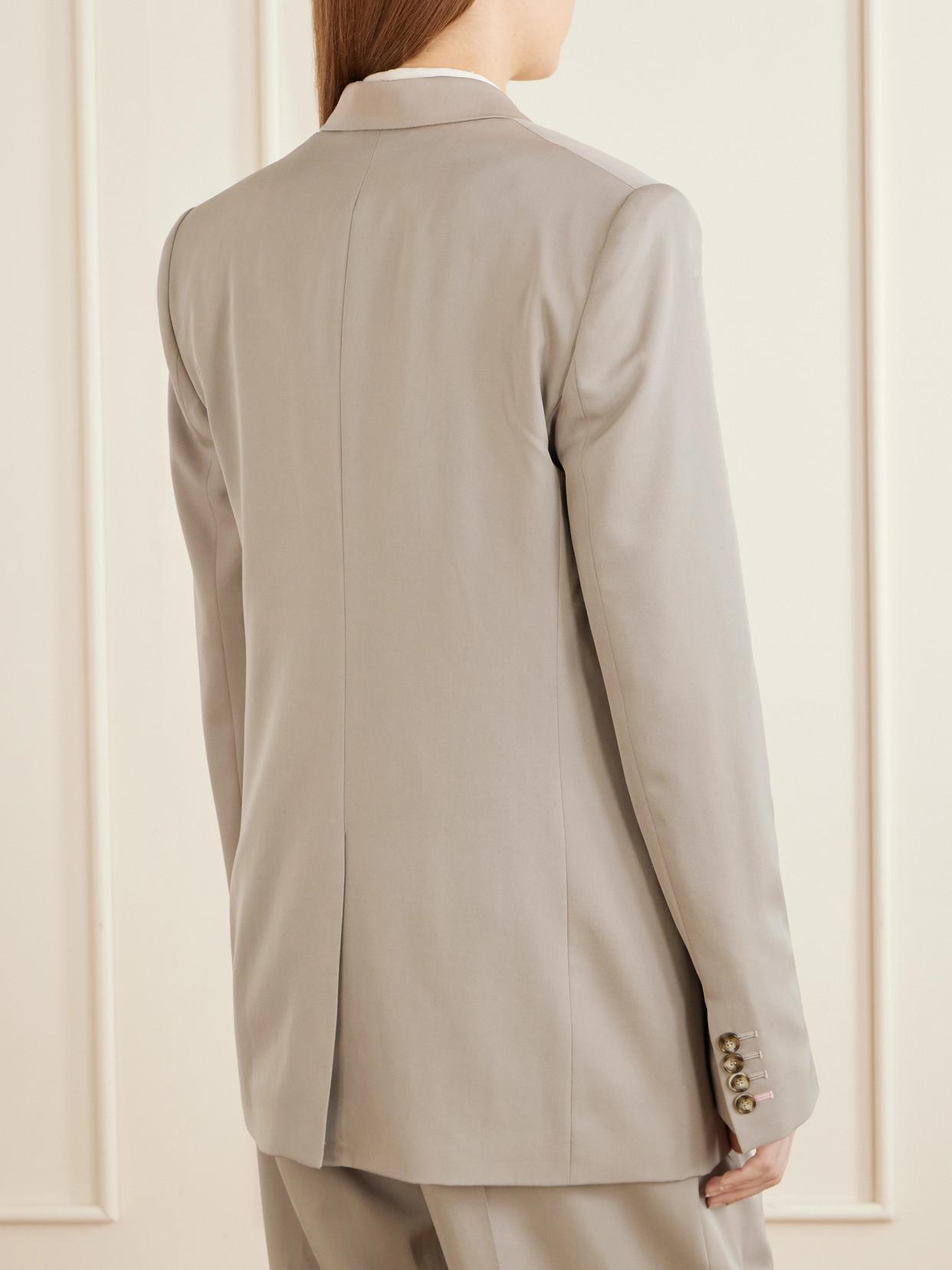 Stella Mccartney Double-breasted Oversized Wool-twill Blazer In Neutrals