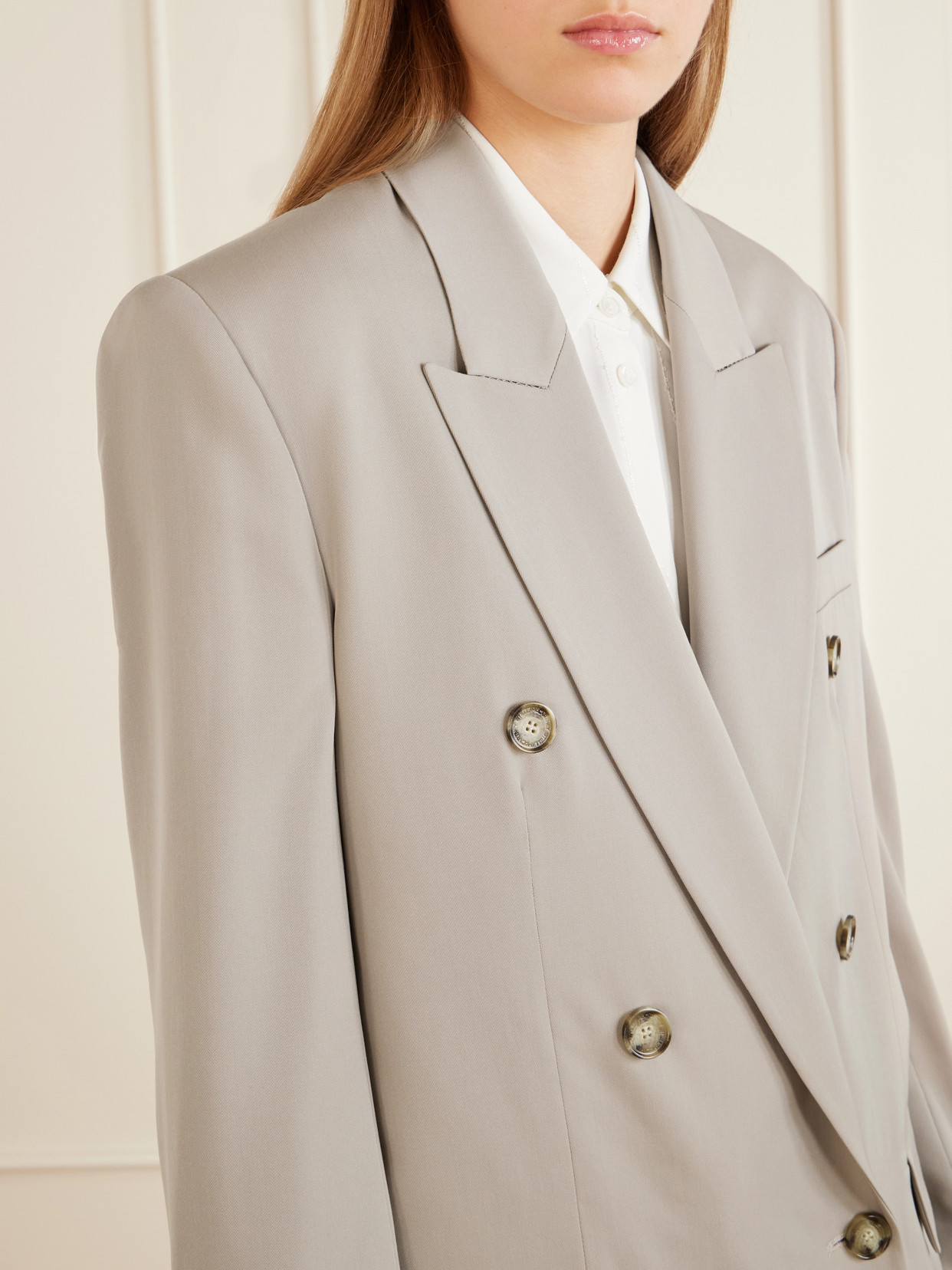 Stella Mccartney Double-breasted Oversized Wool-twill Blazer In Neutrals