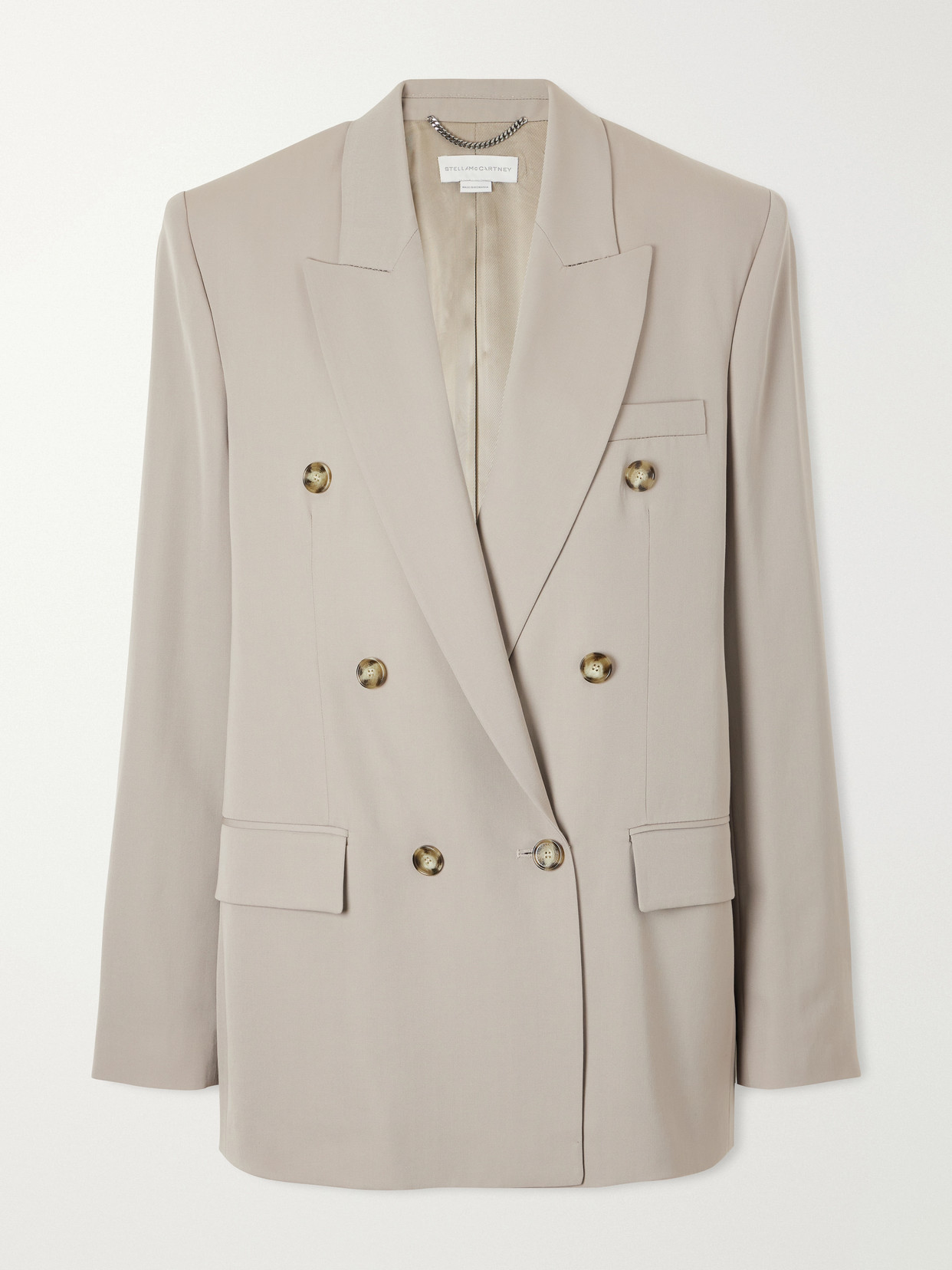 Stella Mccartney Double-breasted Oversized Wool-twill Blazer In Neutrals