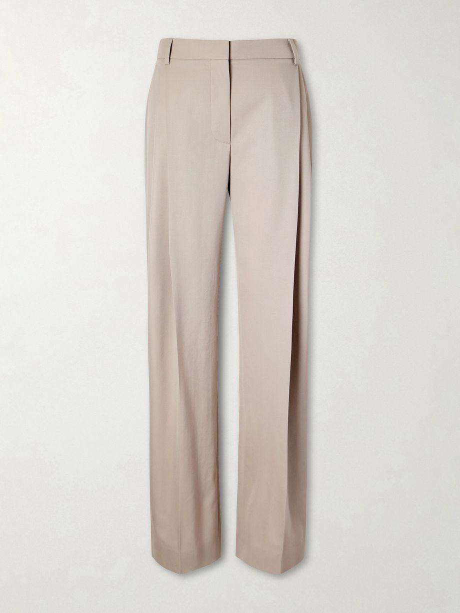 Pleated wool-twill straight-leg pants