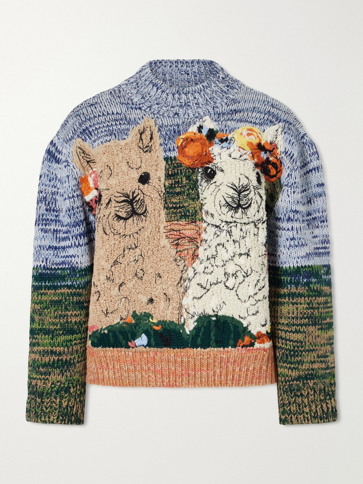 Stella Mccartney Mélange Knitted Embroidered Wool Sweater In Multi