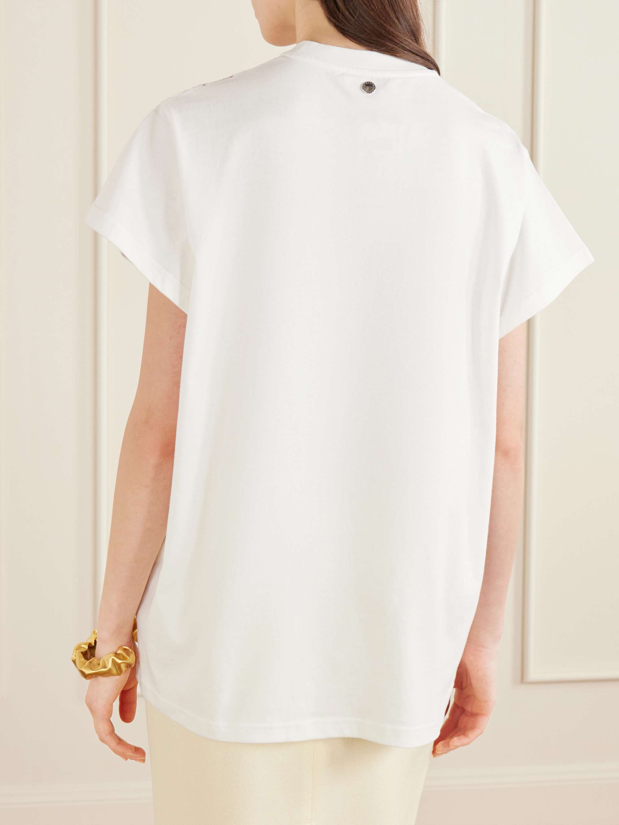 STELLA MCCARTNEY Lace-trimmed cotton-jersey T-shirt | NET-A-PORTER