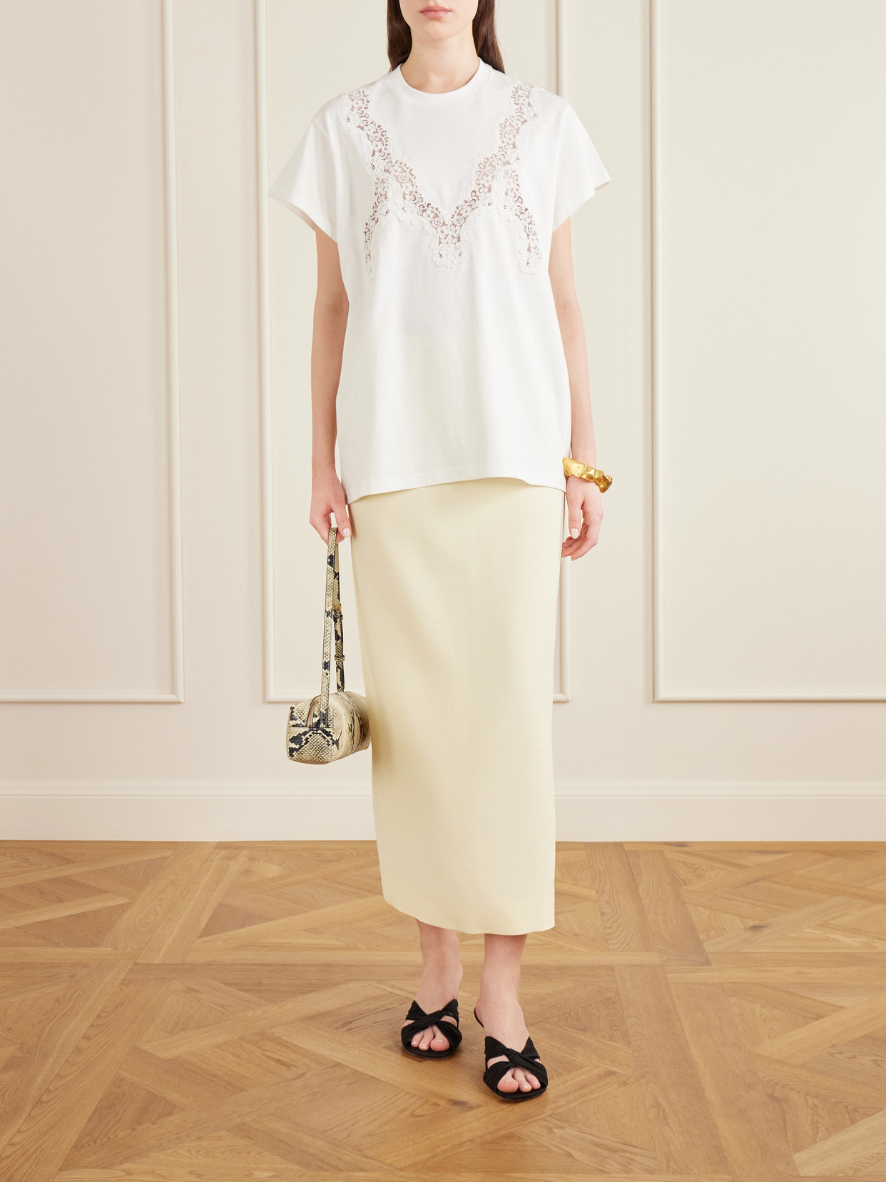 Lace-Trimmed Cotton-Jersey T-Shirt