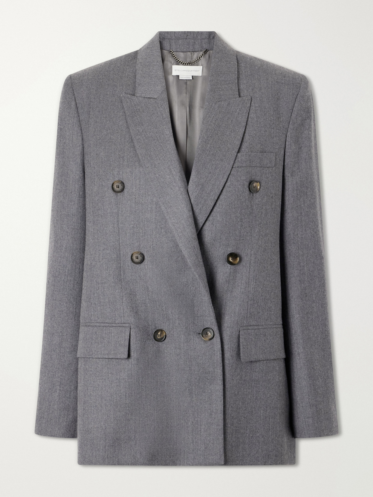 Stella Mccartney Doubled-breasted Oversized Wool Blazer In Gray