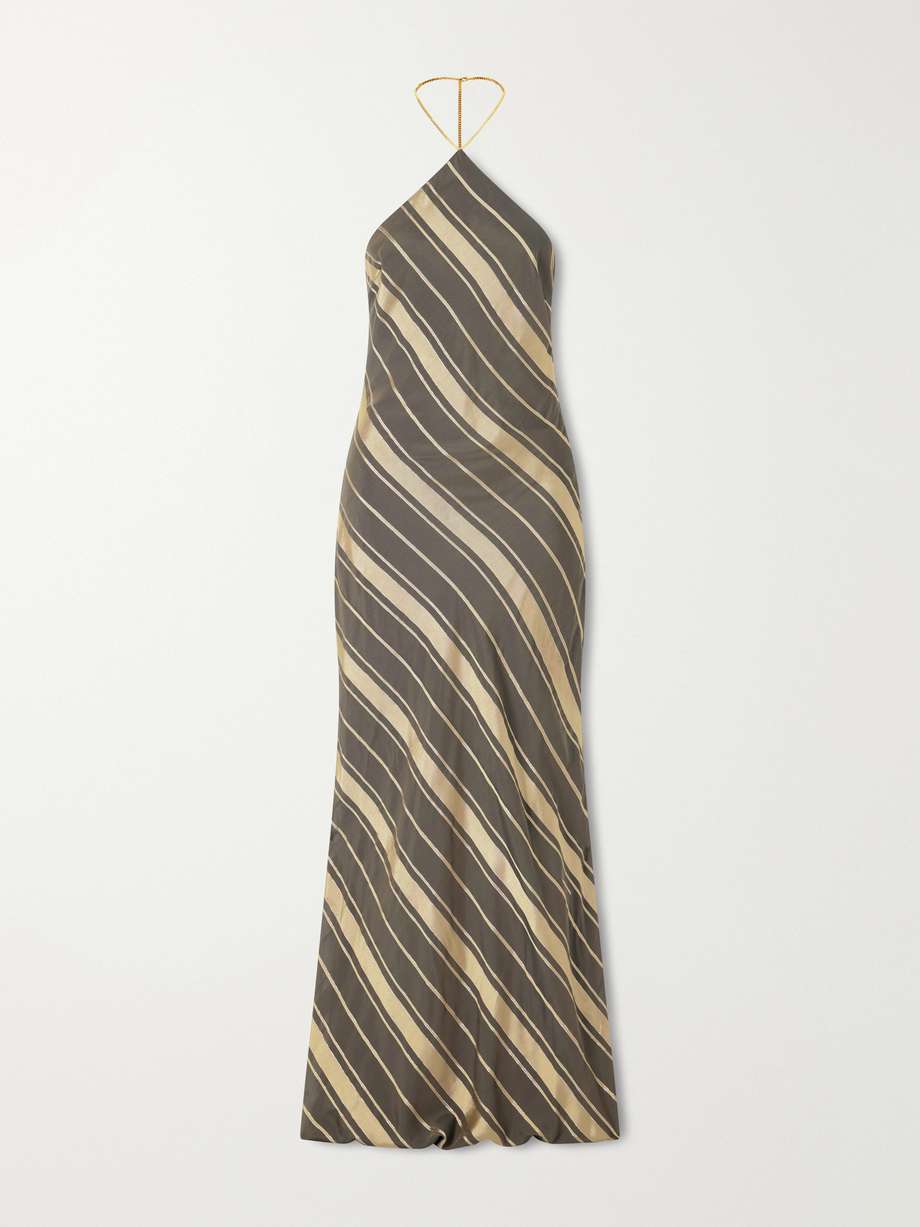 Stella McCartney striped silk-blend halter neck maxi dress