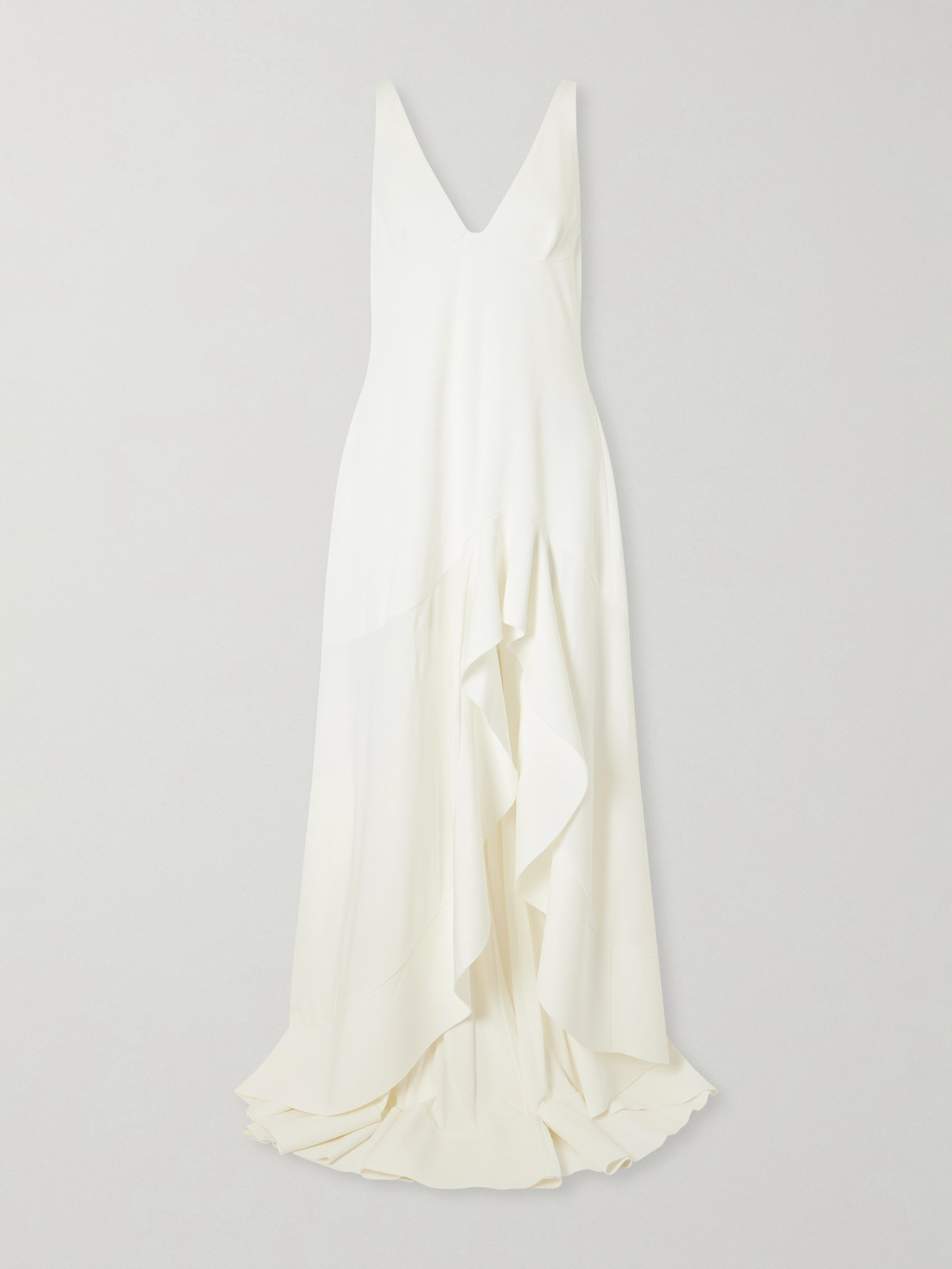 Stella Mccartney Asymmetric Ruffled Crepe Dress In White