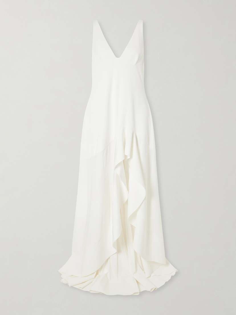 Stella McCartney Asymmetric Ruffled Crepe Maxi Dress