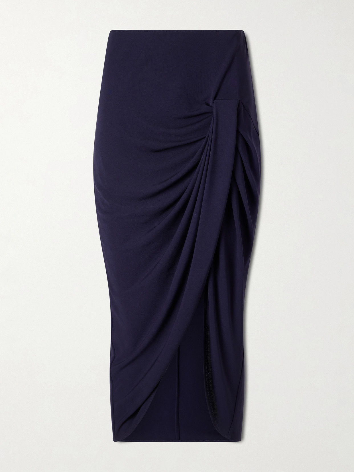 Stella Mccartney Draped Stretch-jersey Midi Skirt In Blue