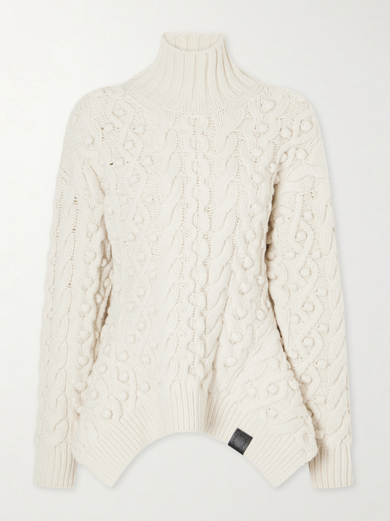 Stella Mccartney Bobble Cable-knit Wool Turtleneck Sweater In White