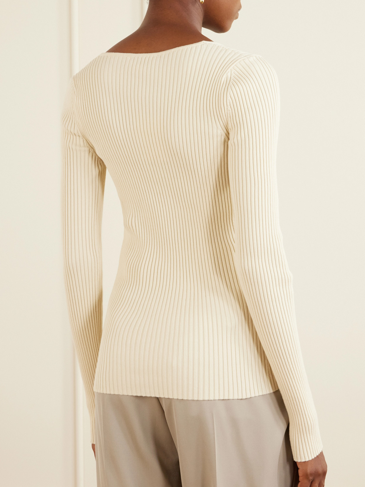 Ribbed Cotton-Blend Sweater