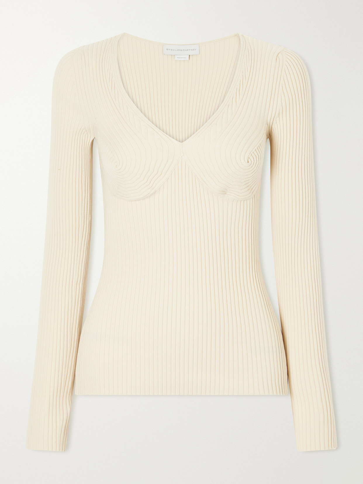 Stella Mccartney Ribbed Cotton-blend Sweater In Neutral