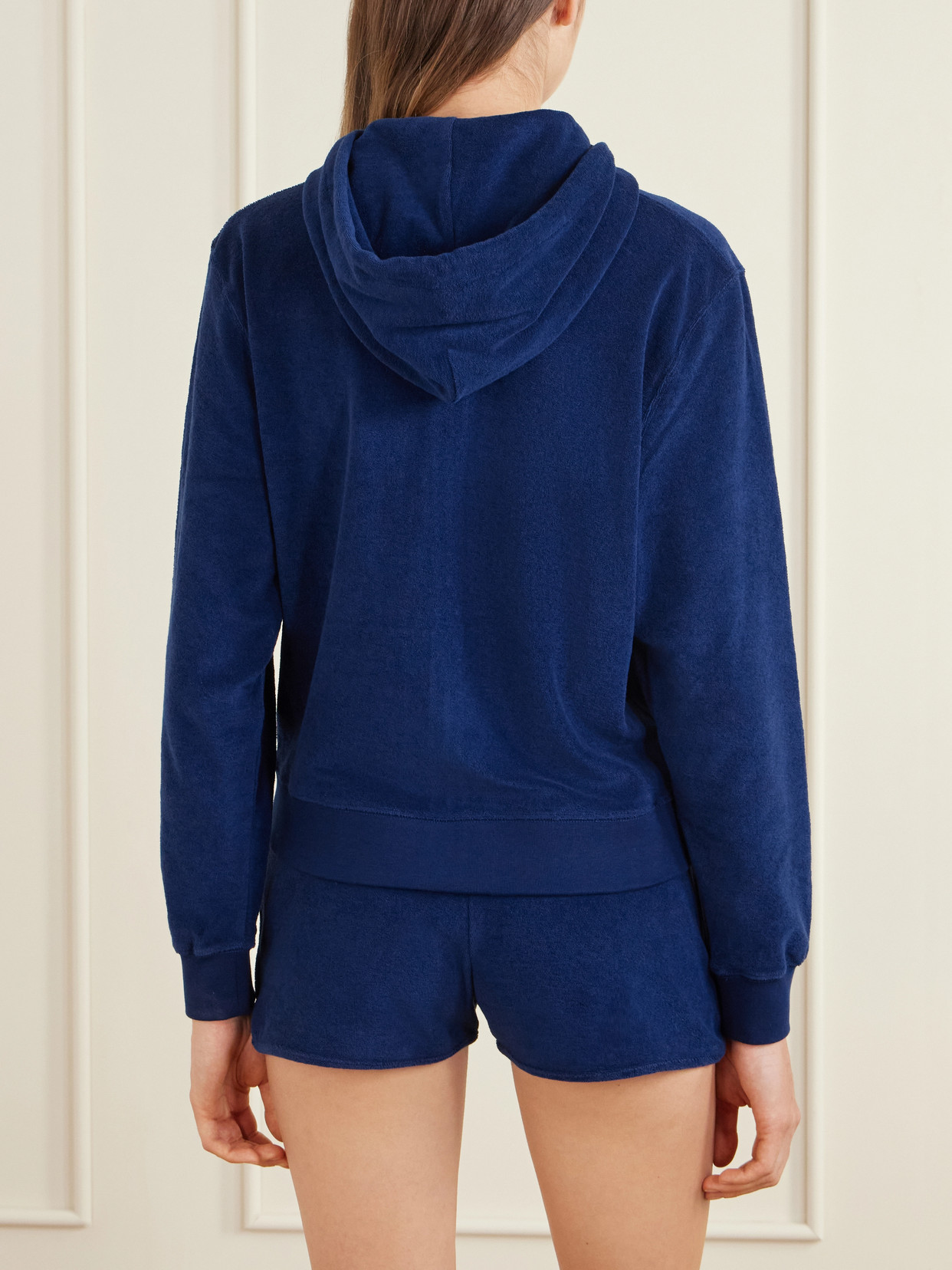 Hooded Embroidered Cotton-Terry Top
