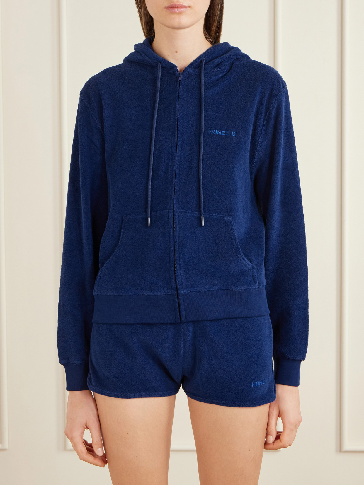 Hooded Embroidered Cotton-Terry Top