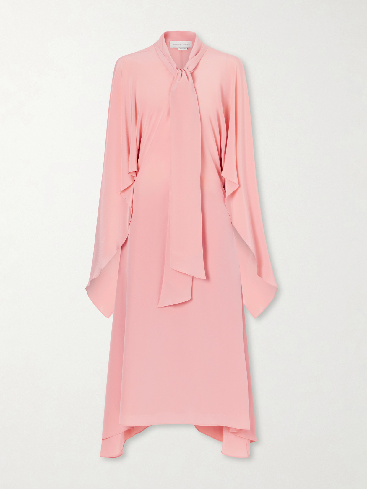 Stella Mccartney Tie-detailed Silk Midi Dress In Pink