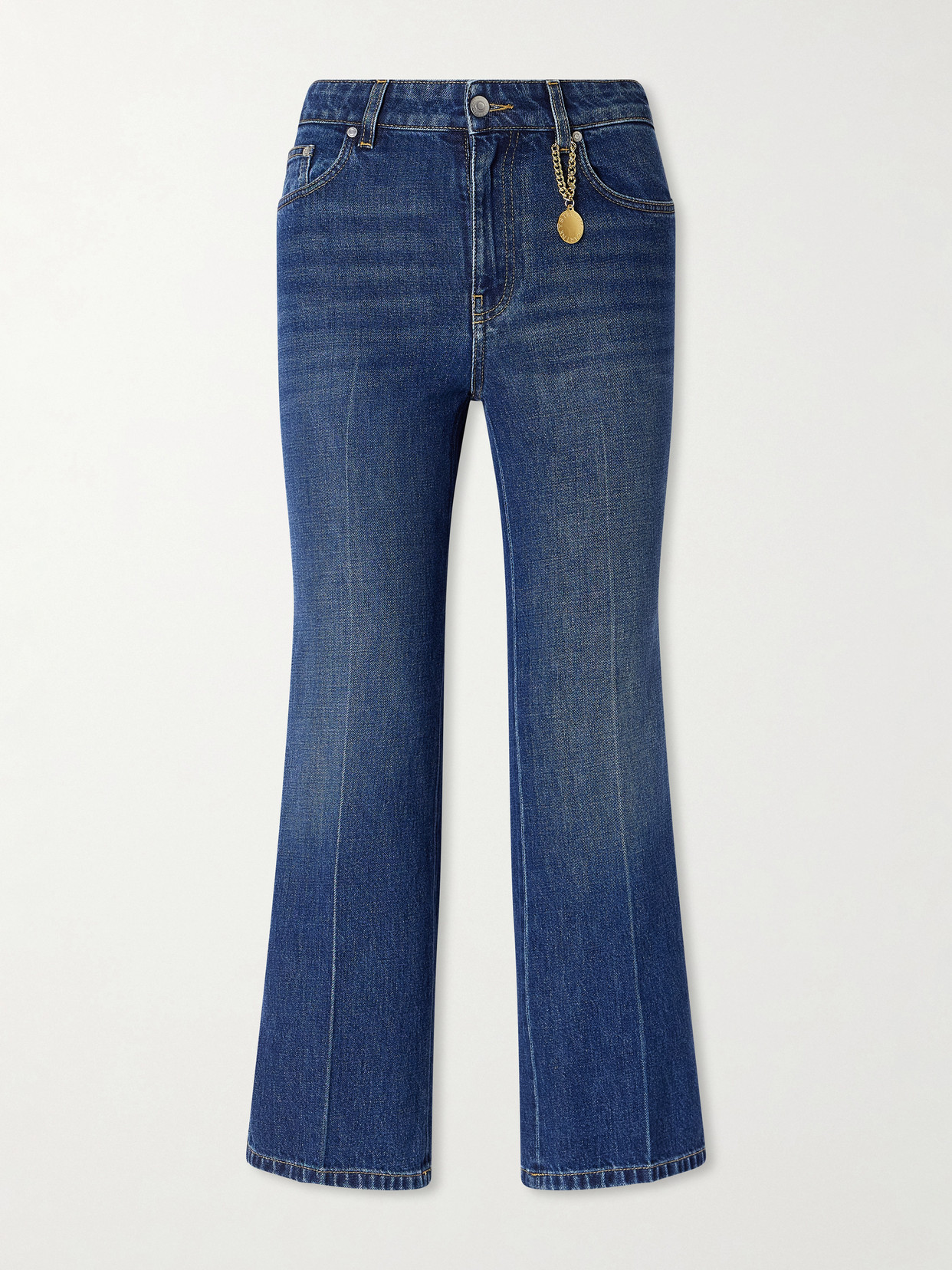 Stella Mccartney Mid-rise Cropped Flared Jeans In Blue