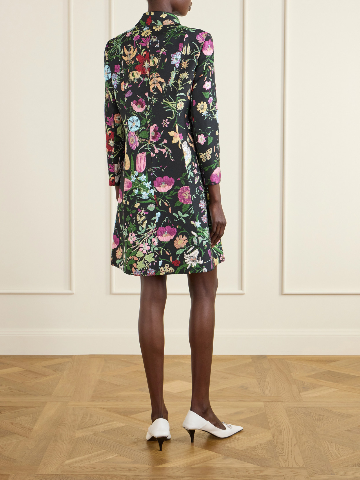 Floral-Jacquard Coat