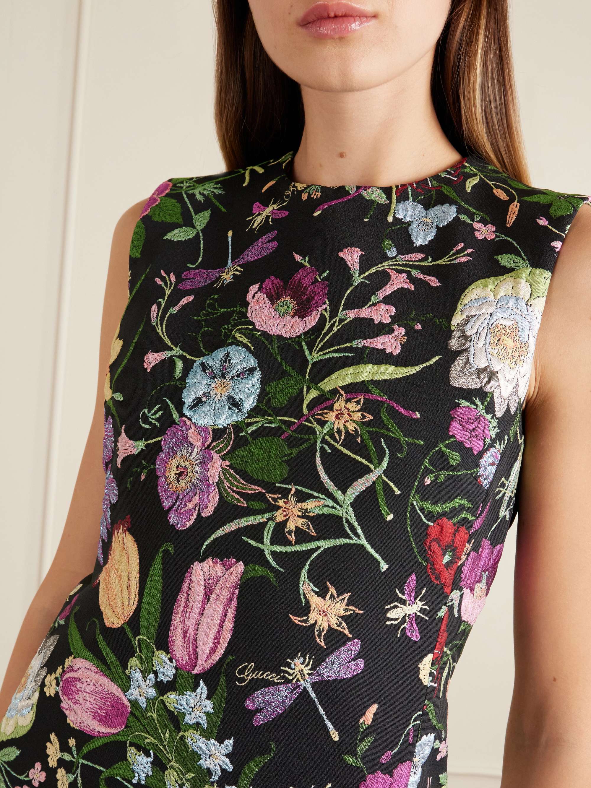 Floral-embroidered cady mini dress - multi - IT38 Floral-embroidered cady mini dress - multi - IT38