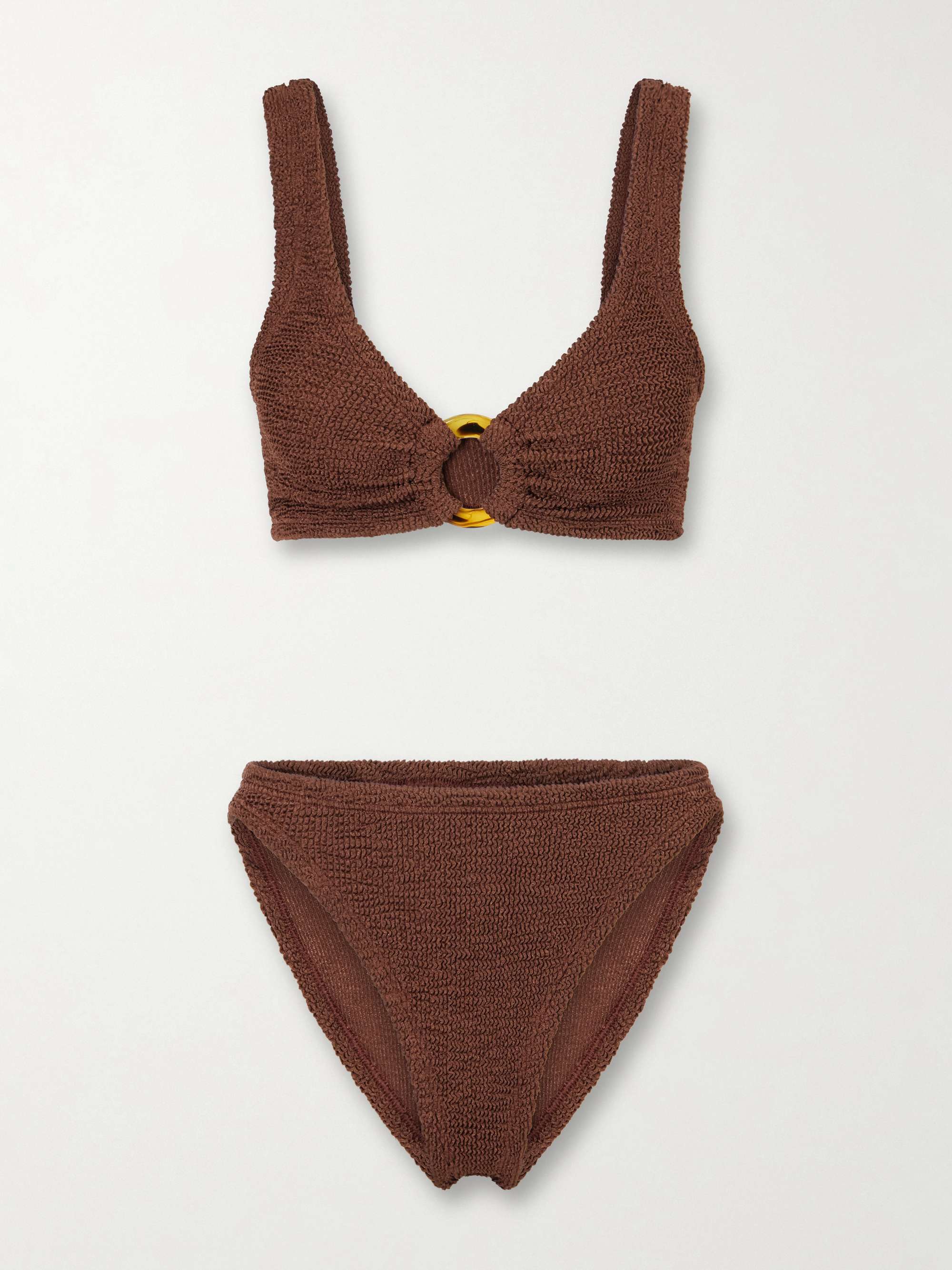 HUNZA G + NET SUSTAIN embellished seersucker bikini