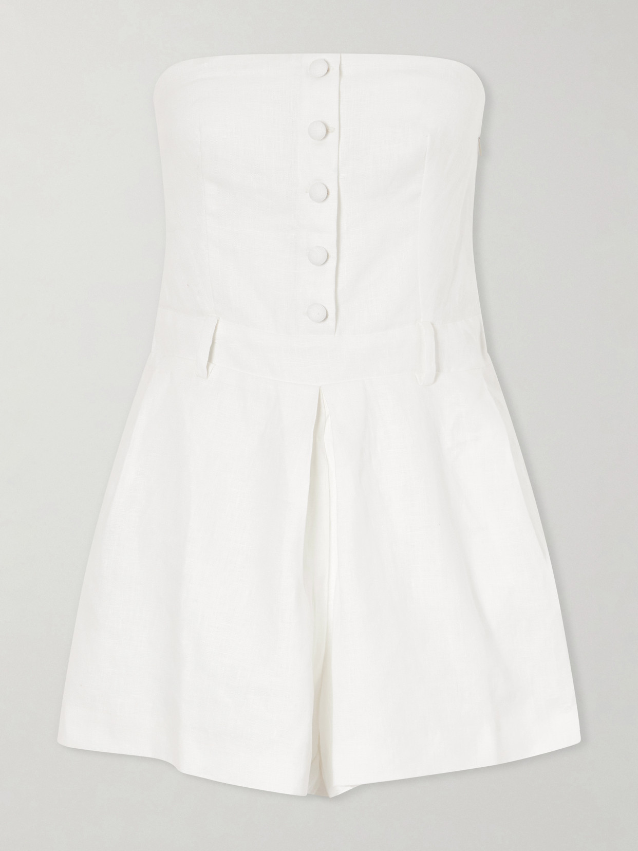 Faithfull Amalie Strapless Pleated Linen Playsuit In White