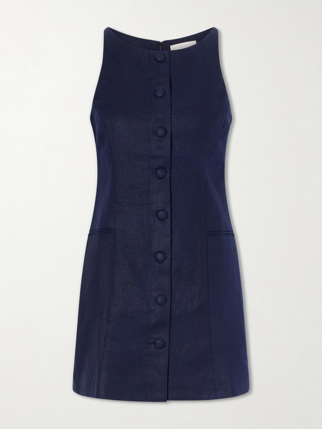 Faithfull Solana Linen Mini Dress In Blue