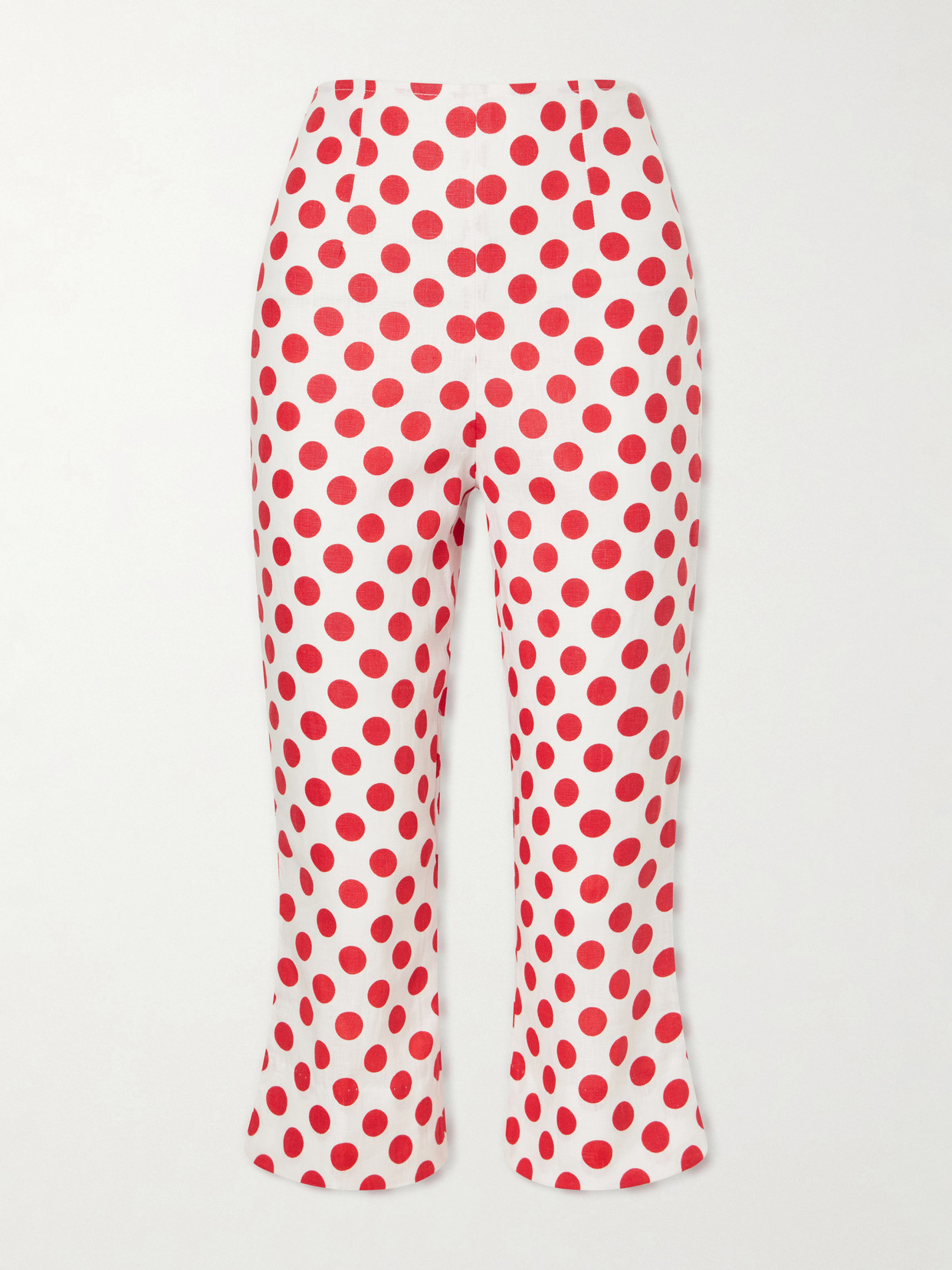 Faithfull Valeria Capri Polka-dot Linen Pants In Red