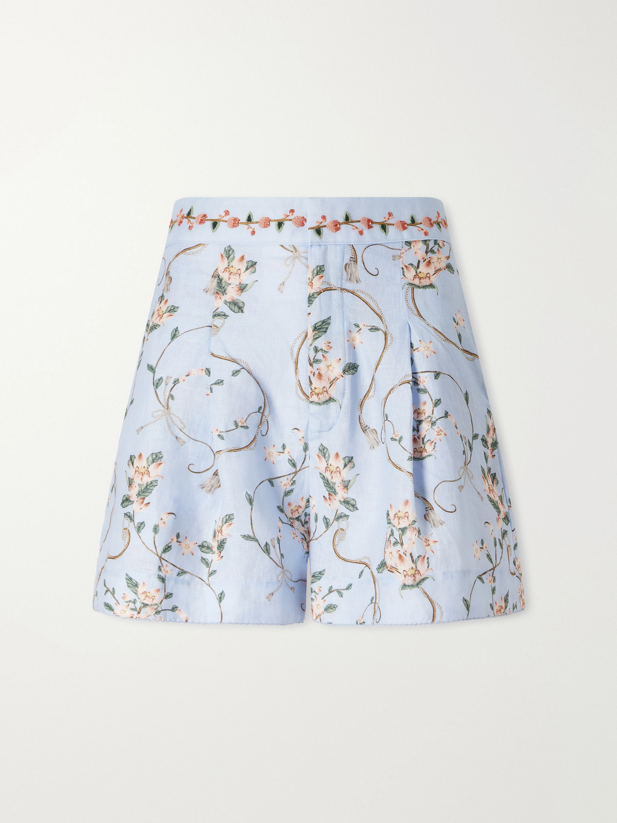 Agua By Agua Bendita Maratea Navegante Printed Linen Shorts In Blue