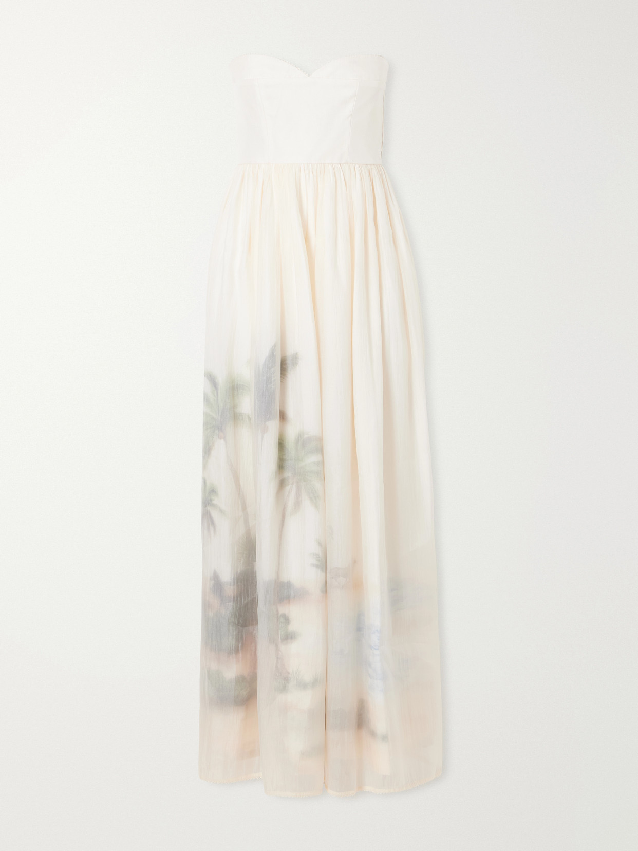 Agua By Agua Bendita Tonia Arena Printed Organza Midi Dress In Neutrals