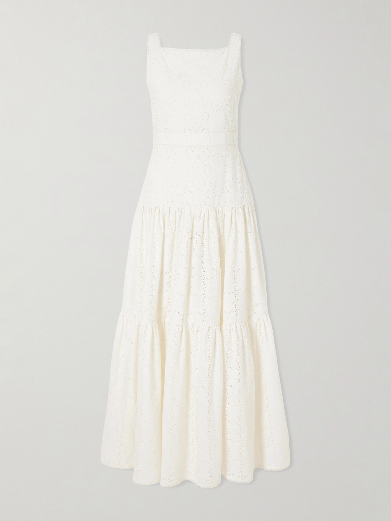 Agua By Agua Bendita Abeja Playa Broderie Anglaise Cotton Maxi Dress In Neutrals