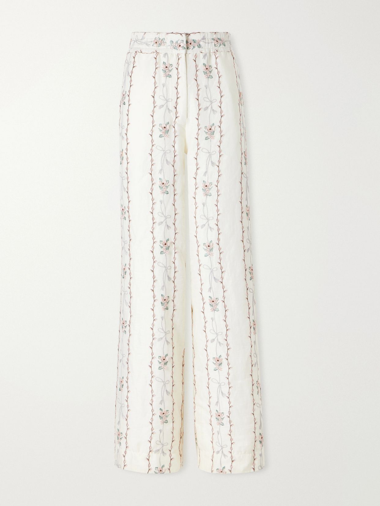 tota navegante floral embroidered linen wide leg pants