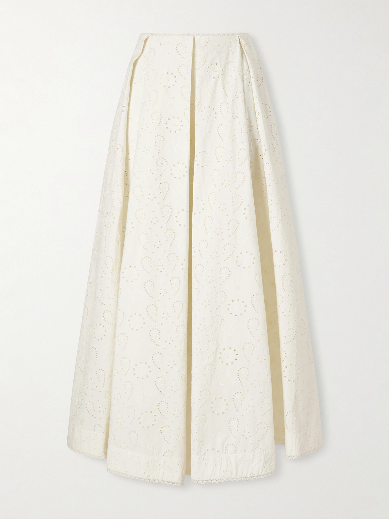 Agua By Agua Bendita Delta Playa Broderie Anglaise Cotton Midi Skirt In Neutrals
