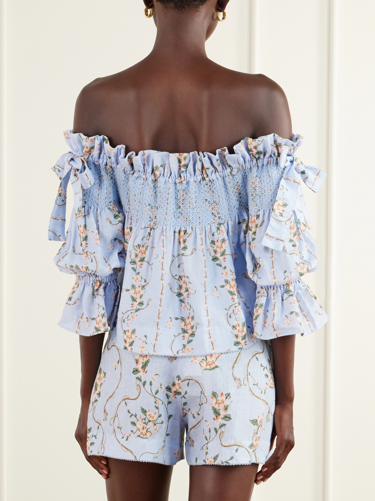 Isla Navegante Printed Smocked Blouse