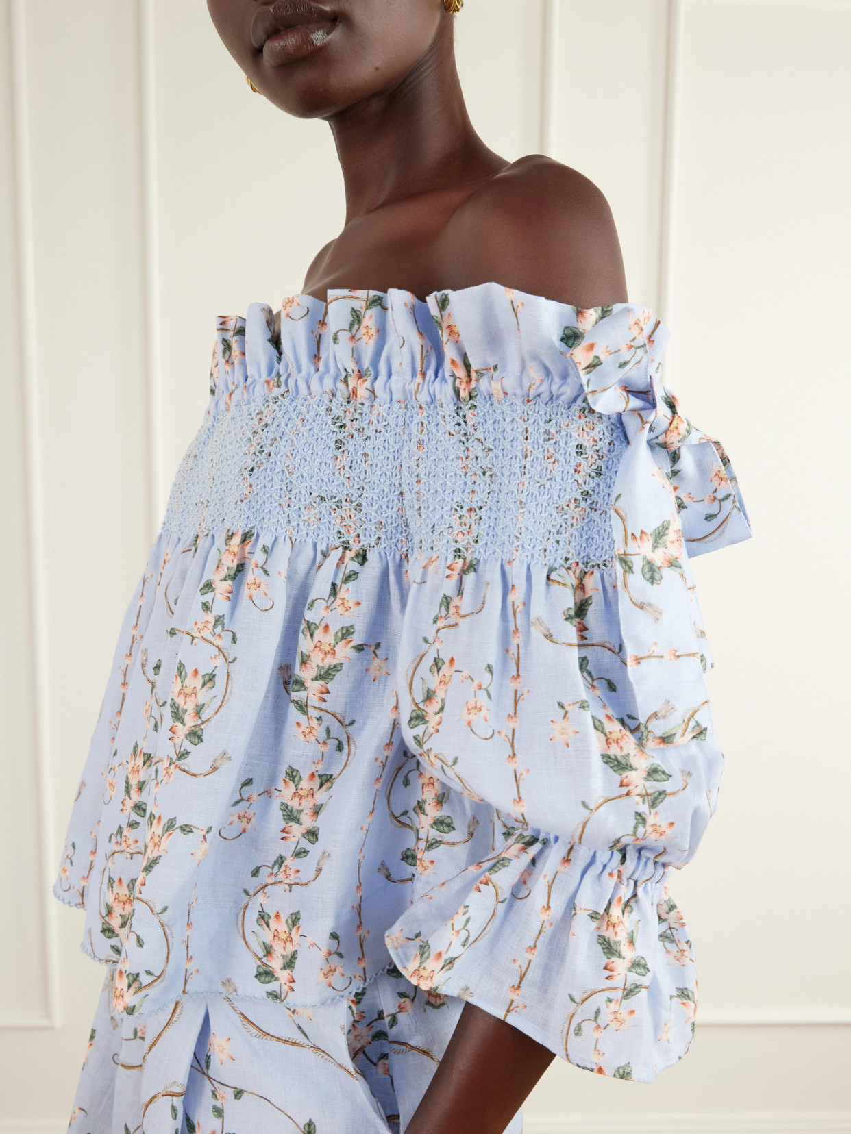 Isla Navegante Printed Smocked Blouse