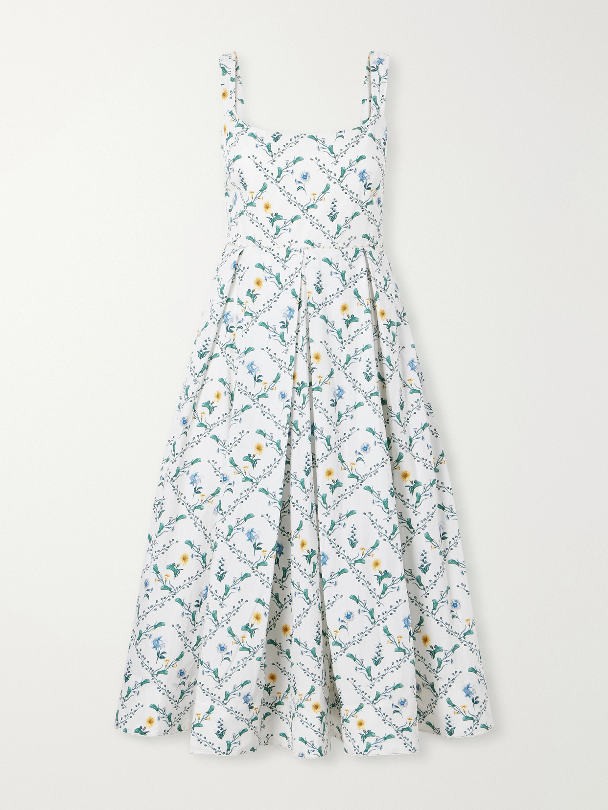 Agua By Agua Bendita Alcaparra Brisa Floral-print Embelished Cotton Midi Dress In Neutrals