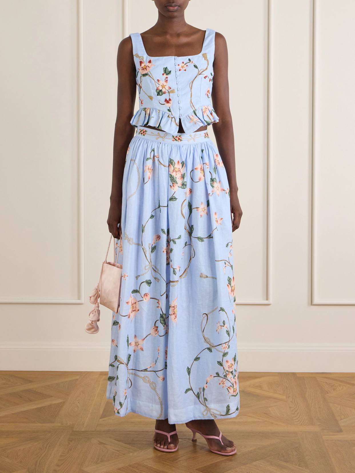 Tangelo Embroidered Floral-Print Maxi
