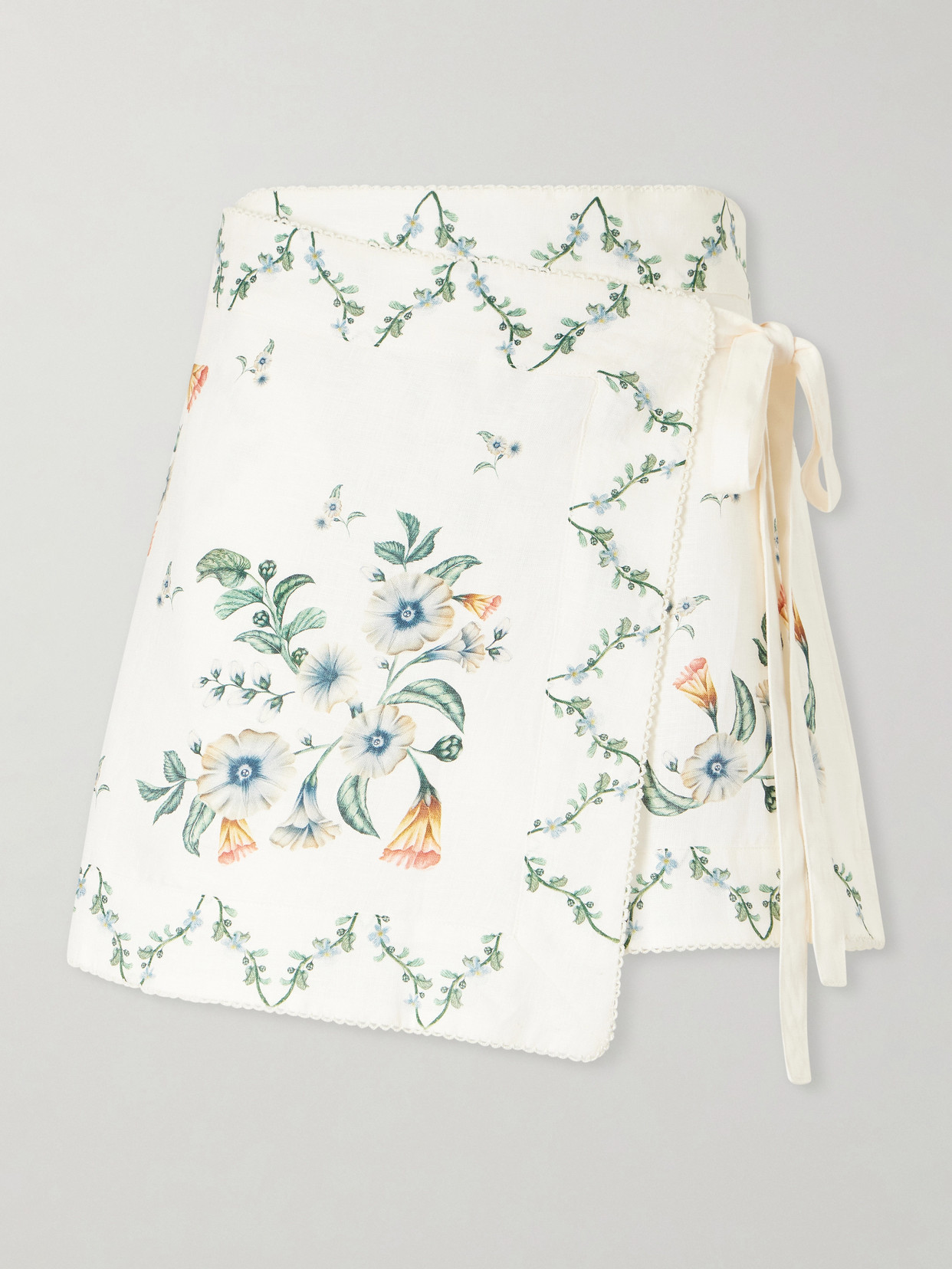 Agua By Agua Bendita Luna Brisa Floral-printed Linen Pareo In Metallic