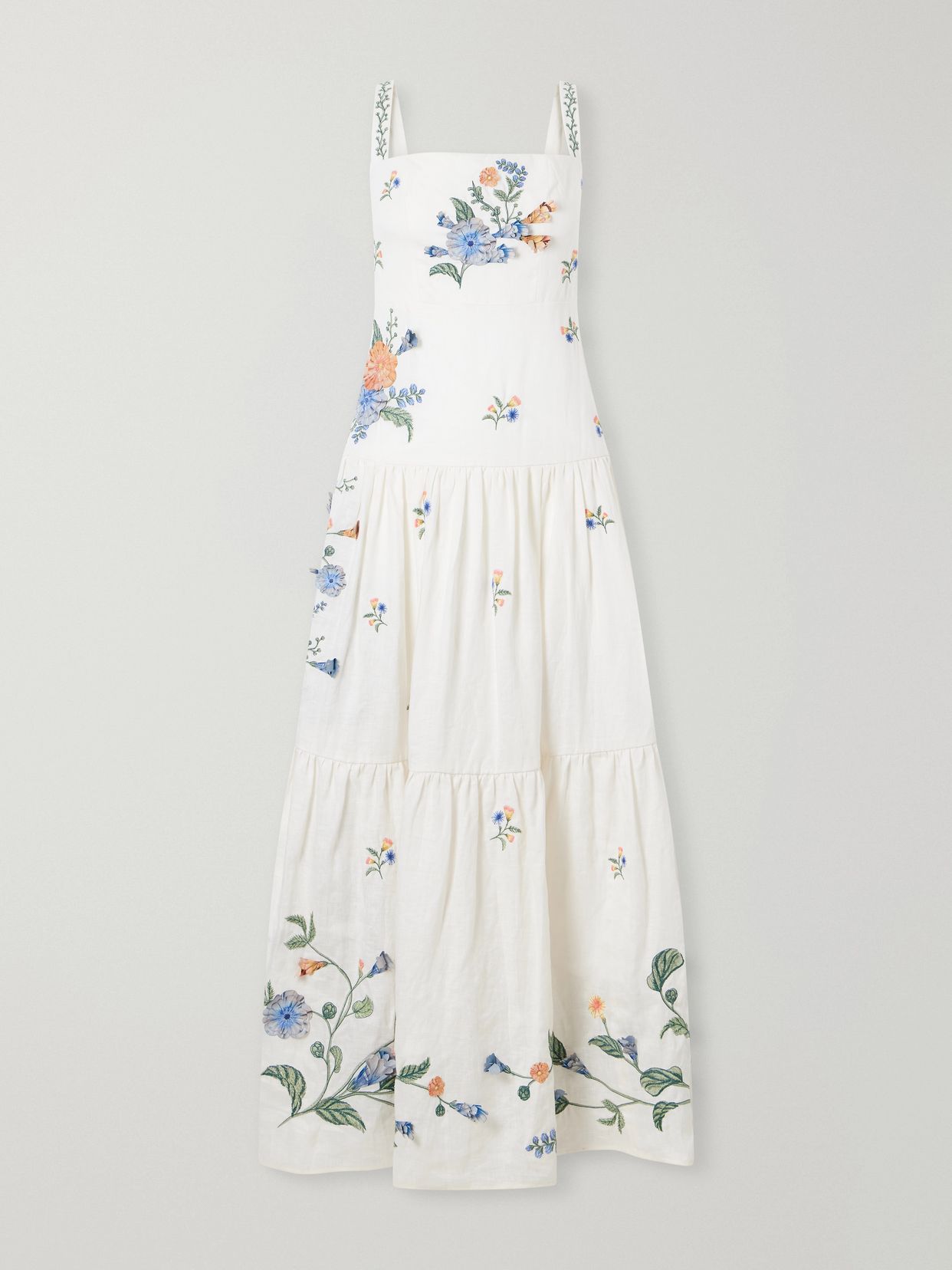 Lima Brisa floral-embroidered linen maxi dress