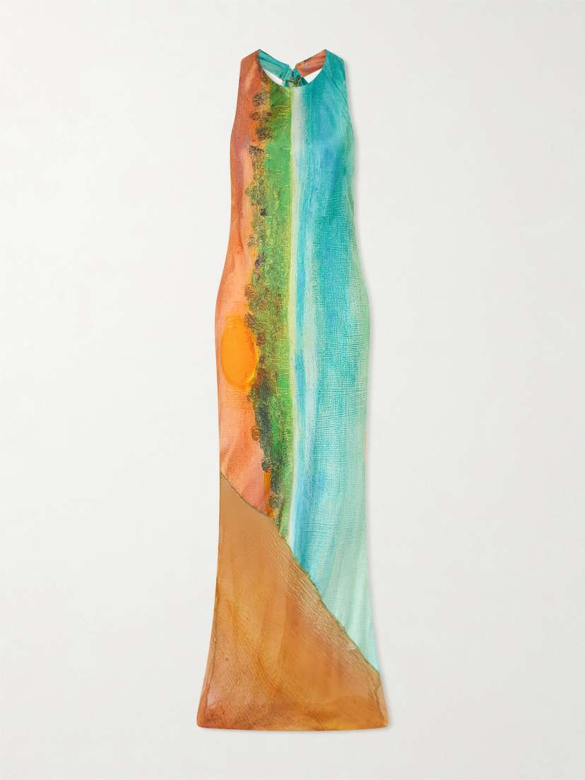 Donde Esteban Formentera Printed Silk-blend Maxi Dress