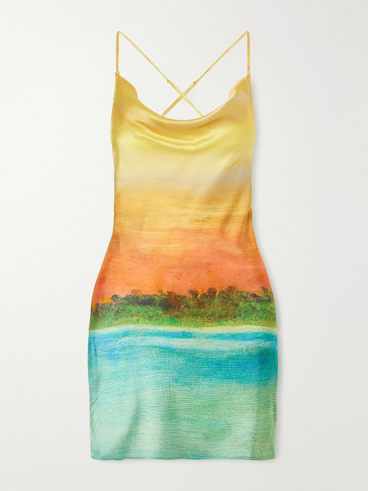 formentera printed silk blend mini dress