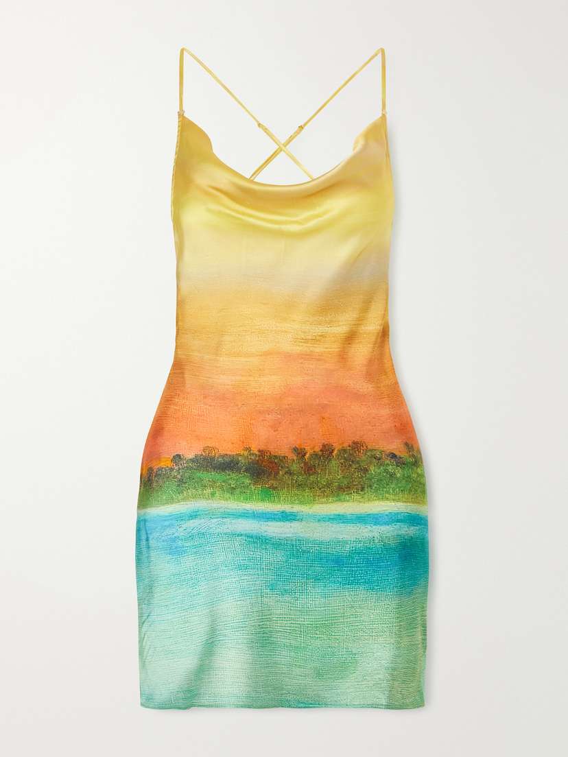 Donde Esteban Formentera Printed Silk-blend Mini Dress
