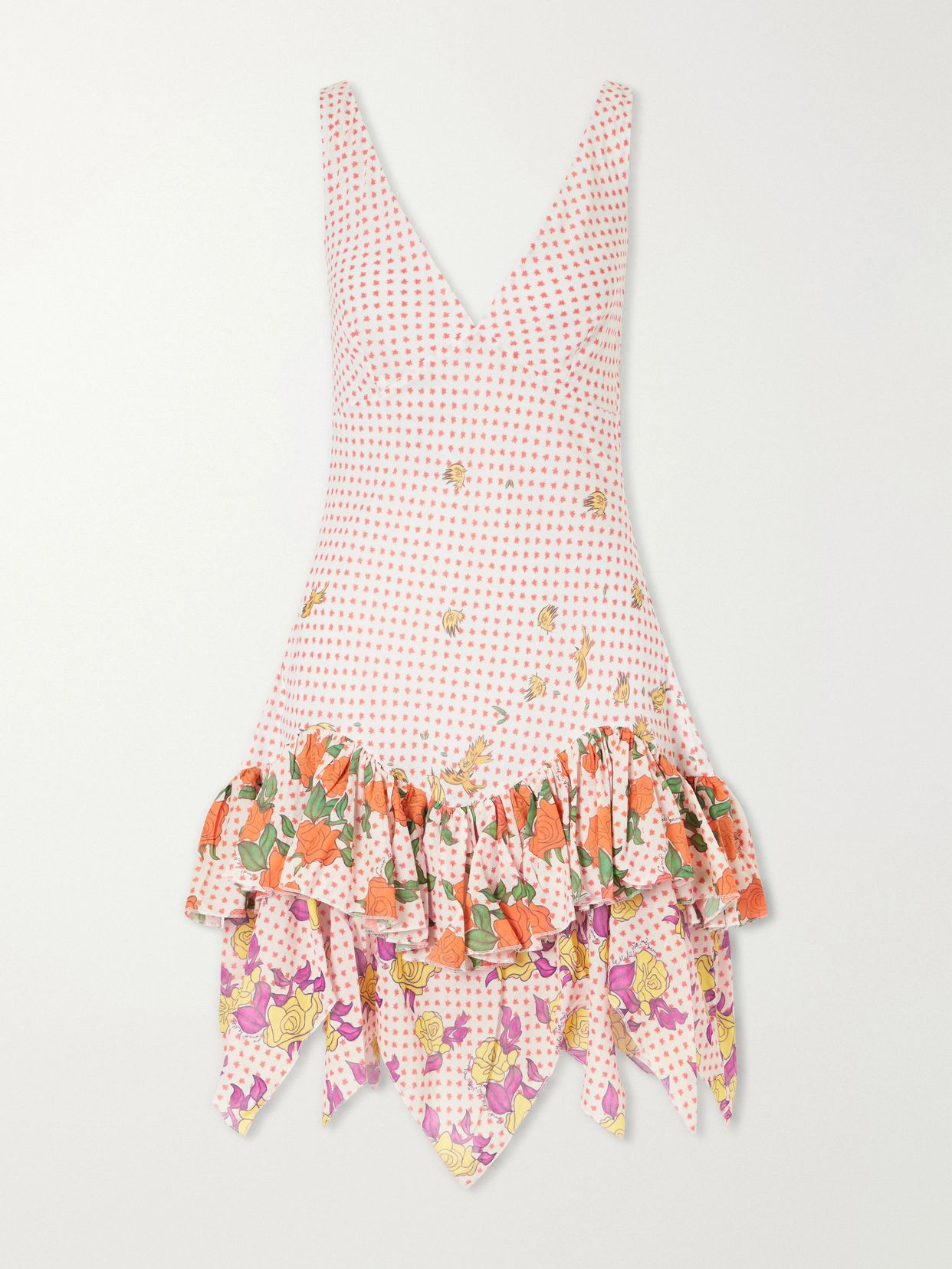 Pajaritos y Rosas ruffled cotton mini dress
