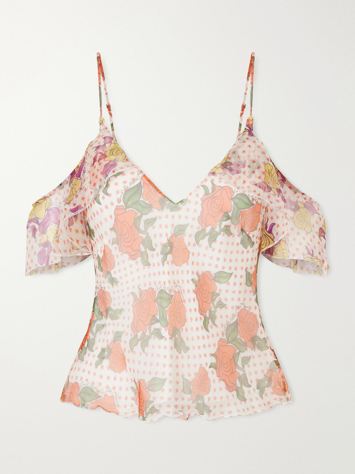 Donde Esteban Pajaritos Y Rosas Silk Tank In Pink
