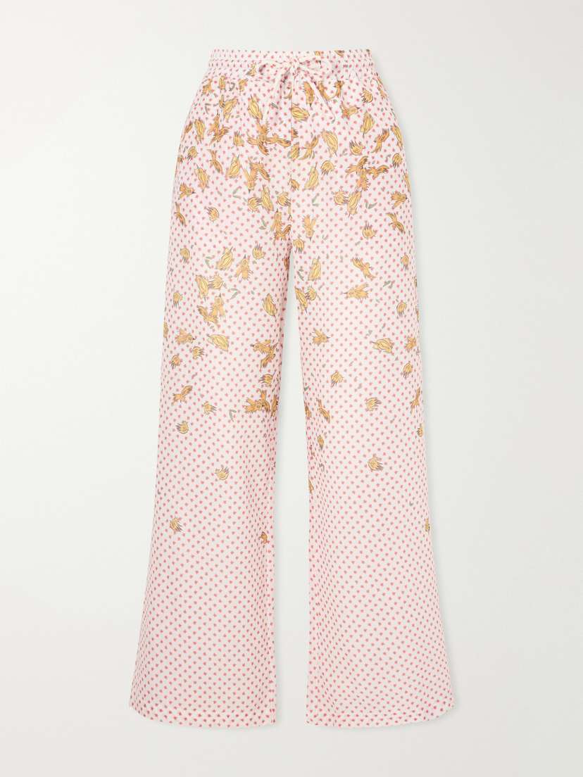 Donde Esteban Pajaritos Y Rosas Wide Leg Printed Cotton Pants | Thumbnail 6