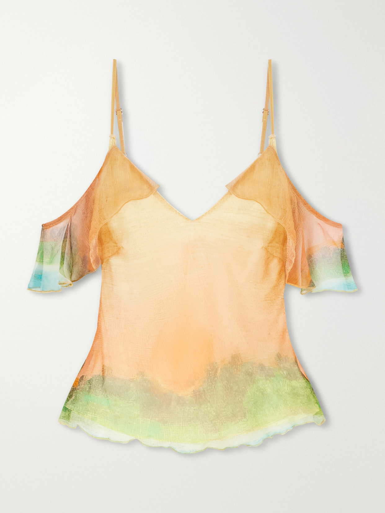 Donde Esteban Formentera Silk-chiffon Tank In Multi