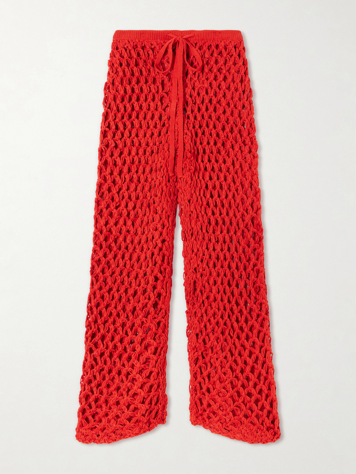 Haight Clara Crocheted Straight-leg Pants In Red