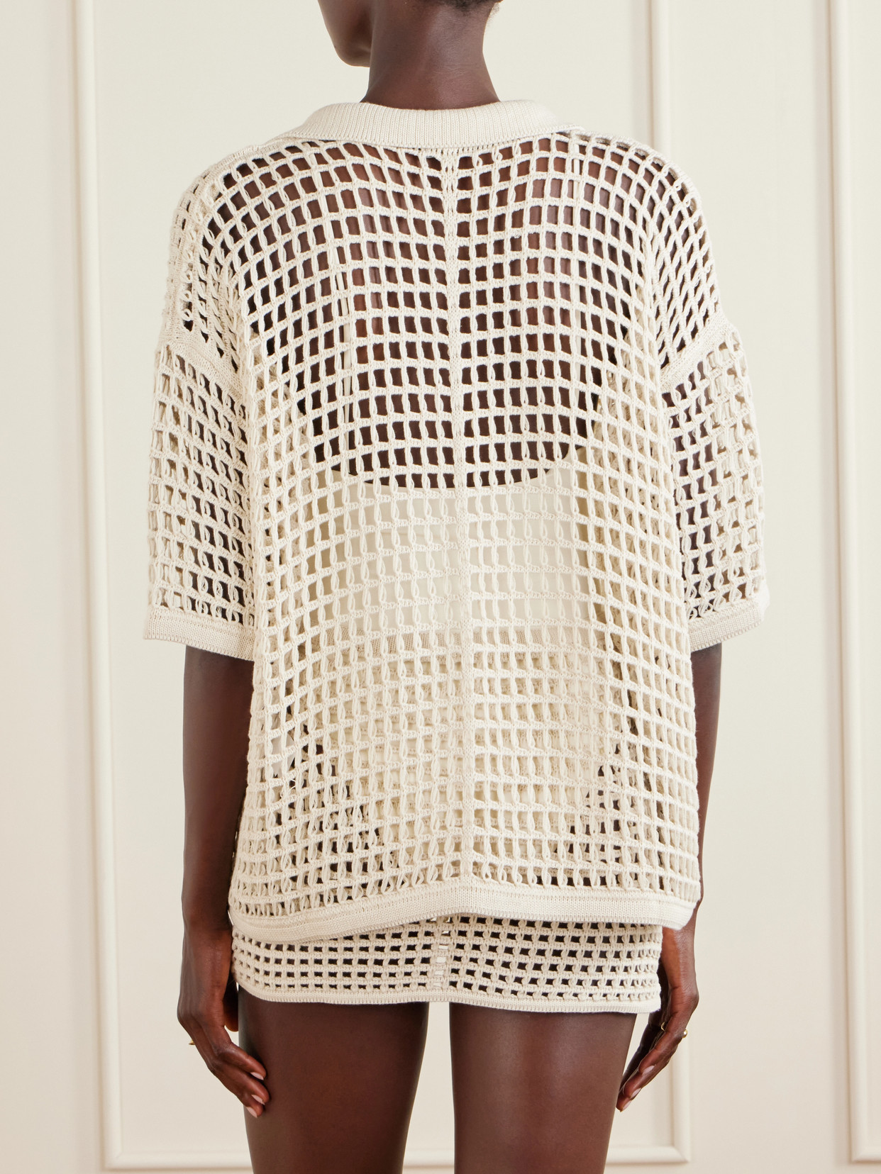 Sheila Open-Knit Cotton-Blend Blouse