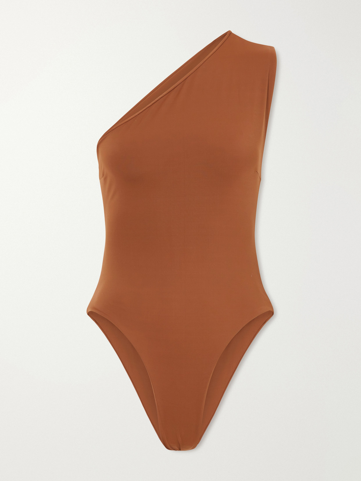 Haight Luisa One-shoulder Asymmetric Swimsuit In Brown