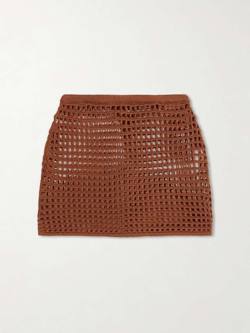 Haight Sheila Open-knit Cotton-blend Mini Skirt