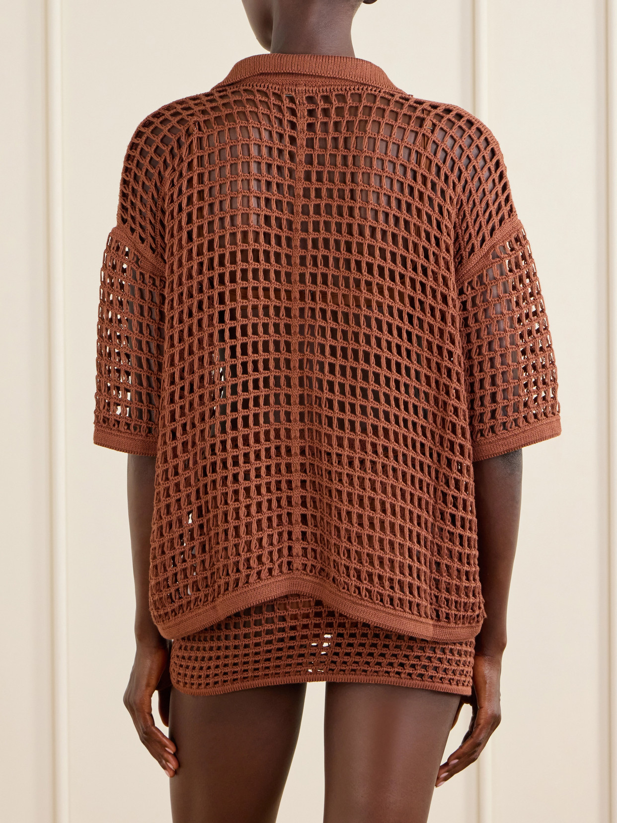 Sheila Open-Knit Cotton-Blend Shirt