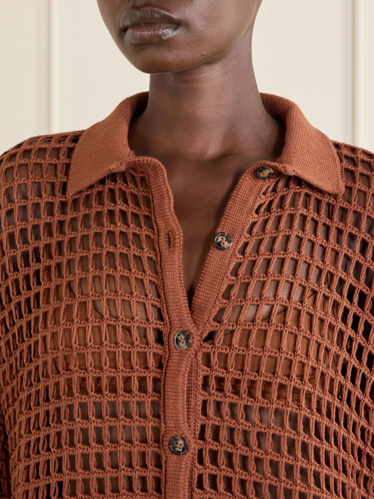 Sheila Open-Knit Cotton-Blend Shirt