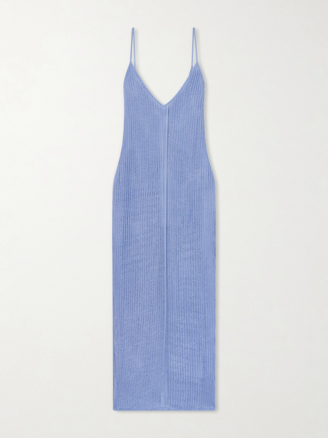 Haight Luna Open-knit Midi Dress In Blue